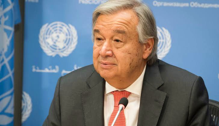 UN Secretary-General Antonio Guterres addressing nuclear test threat concerns