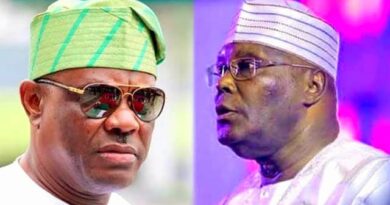 Atiku Abubakar criticizing Rivers State LG election, with Minister Wike welcoming election outcome